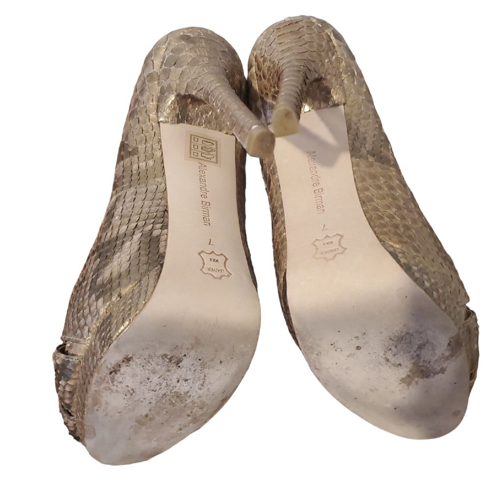 Alexandre Birman Saks Fifth Avenue Women's Heels Size 7 Gold Animal Print Luxe - Picture 5 of 11